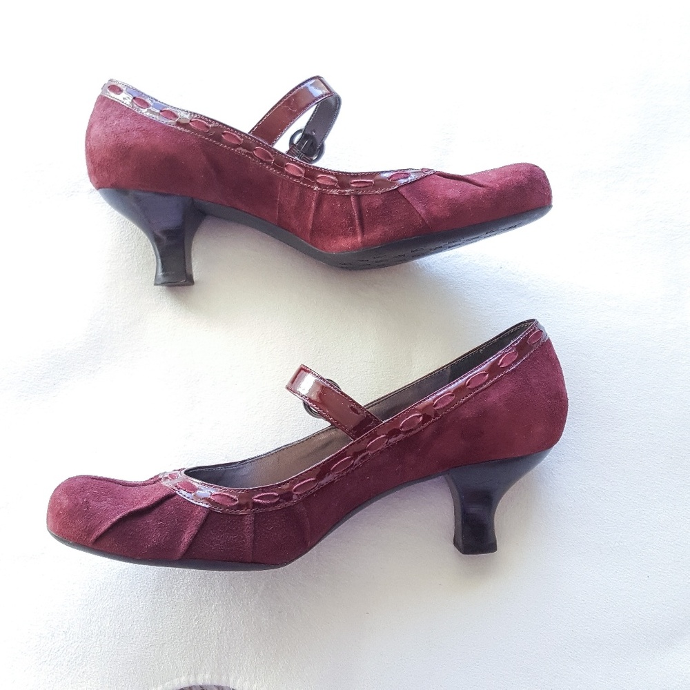 Franco Sarto Burgundy Suede Mary Jane Heels - Picture 4 of 7